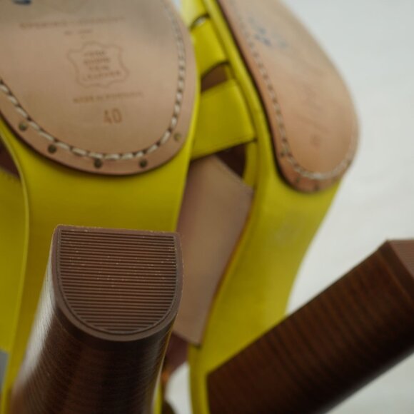Opening Ceremony Colorblock Heels Yellow Blush Pink Leather Platform Sandals 9.5 - Picture 10 of 11